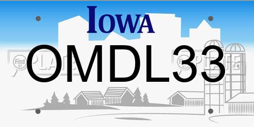 OMDL33 Iowa License Plate