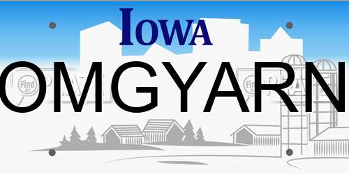 OMGYARN Iowa License Plate
