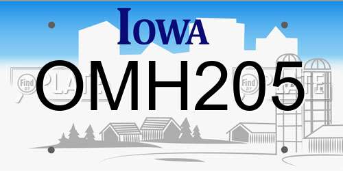 OMH205 Iowa License Plate
