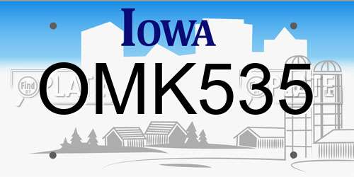 OMK535 Iowa License Plate