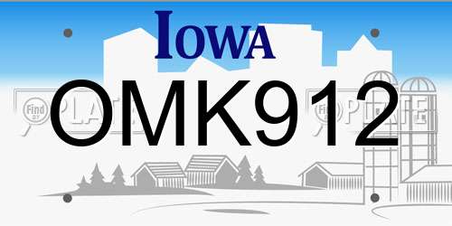 OMK912 Iowa License Plate