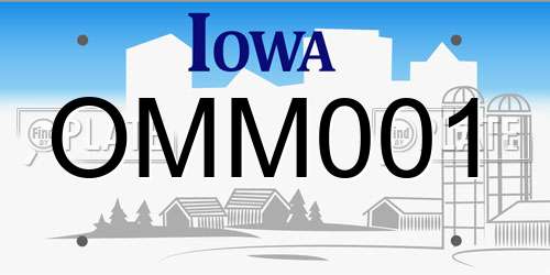 OMM001 Iowa License Plate
