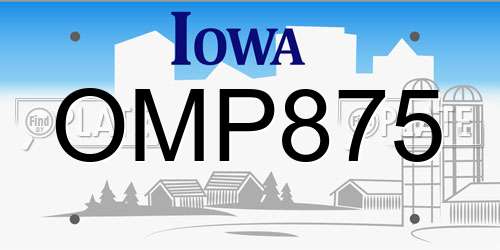 OMP875 Iowa License Plate
