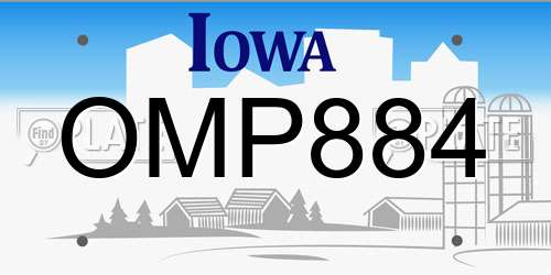OMP884 Iowa License Plate