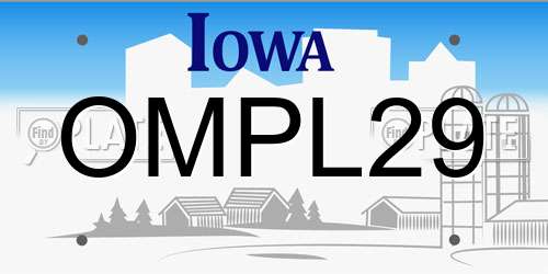 OMPL29 Iowa License Plate