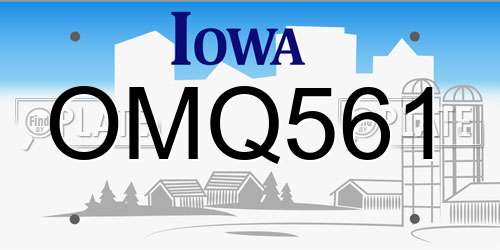 OMQ561 Iowa License Plate