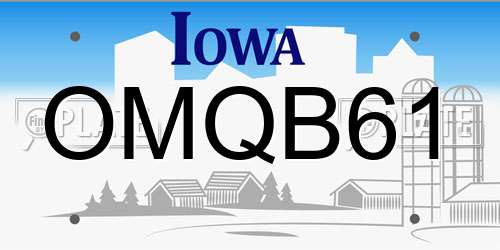 OMQB61 Iowa License Plate