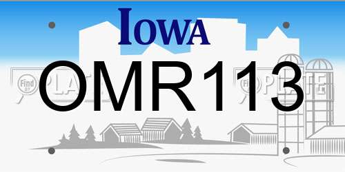 OMR113 Iowa License Plate