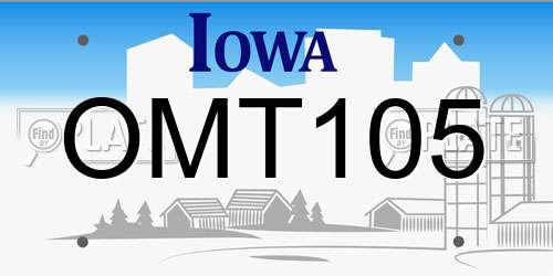 OMT105 Iowa License Plate