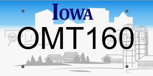 OMT160 Iowa License Plate
