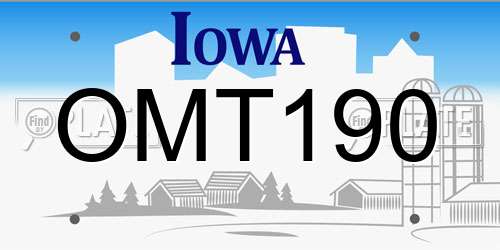 OMT190 Iowa License Plate