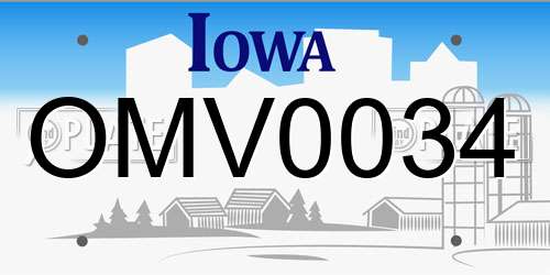 OMV0034 Iowa License Plate