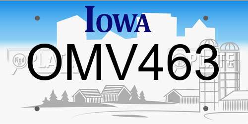 OMV463 Iowa License Plate