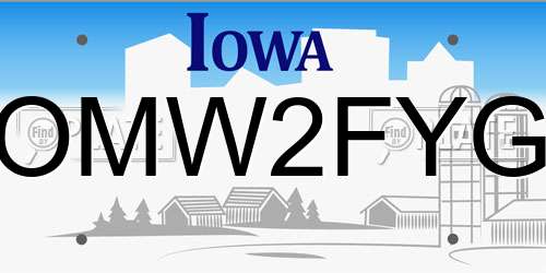 OMW2FYG Iowa License Plate