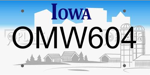 OMW604 Iowa License Plate