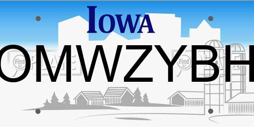 OMWZYBH Iowa License Plate