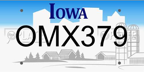 OMX379 Iowa License Plate