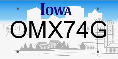 OMX74G Iowa License Plate