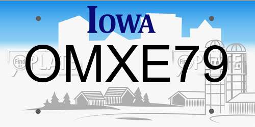 OMXE79 Iowa License Plate