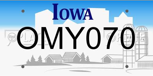 OMY070 Iowa License Plate