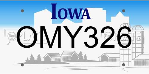 OMY326 Iowa License Plate