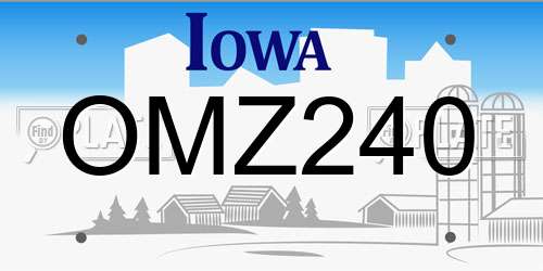 OMZ240 Iowa License Plate