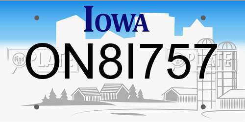 ON8I757 Iowa License Plate