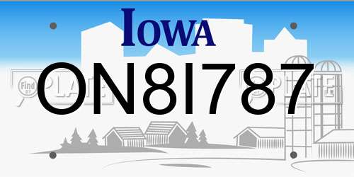 ON8I787 Iowa License Plate