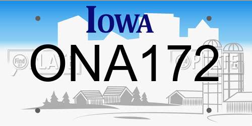 ONA172 Iowa License Plate