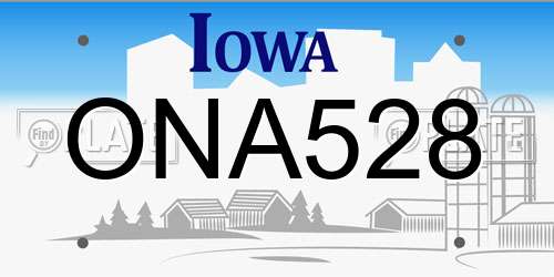 ONA528 Iowa License Plate