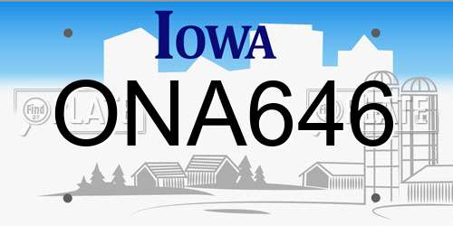 ONA646 Iowa License Plate