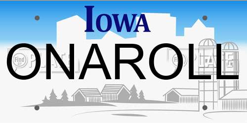 ONAROLL Iowa License Plate