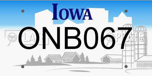 ONB067 Iowa License Plate