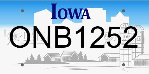 ONB1252 Iowa License Plate