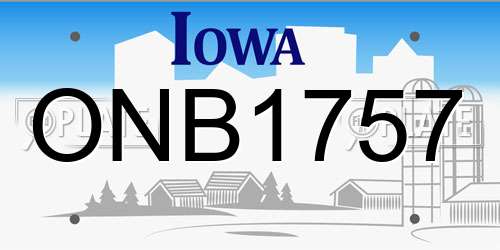 ONB1757 Iowa License Plate