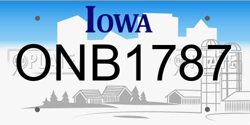ONB1787 Iowa License Plate