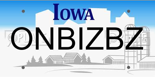 ONBIZBZ Iowa License Plate