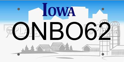 ONBO62 Iowa License Plate