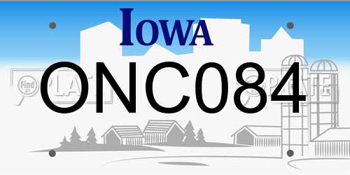 ONC084 Iowa License Plate