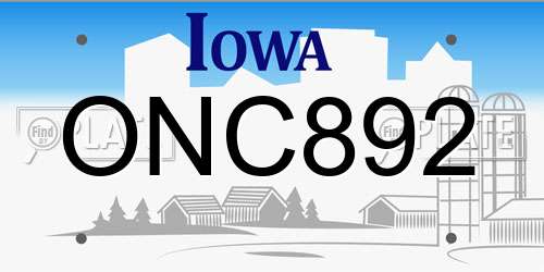 ONC892 Iowa License Plate