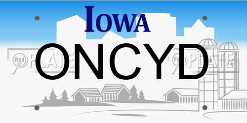 ONCYD Iowa License Plate