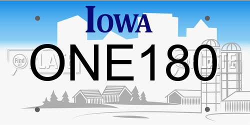 ONE180 Iowa License Plate