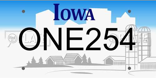 ONE254 Iowa License Plate