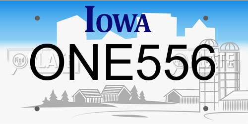 ONE556 Iowa License Plate