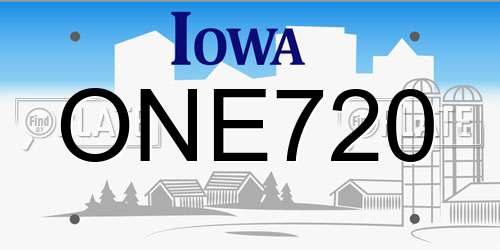 ONE720 Iowa License Plate