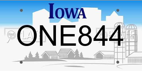 ONE844 Iowa License Plate