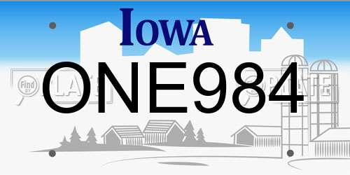 ONE984 Iowa License Plate