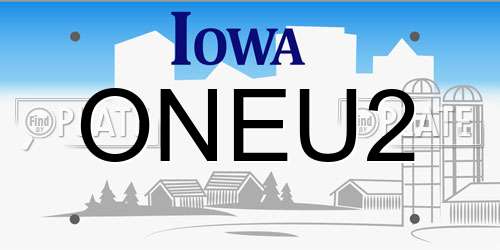 ONEU2 Iowa License Plate
