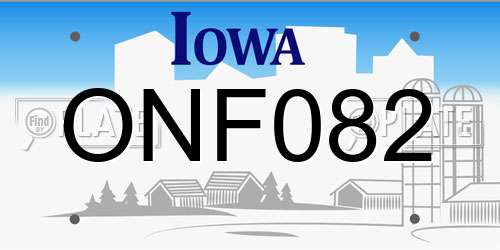 ONF082 Iowa License Plate