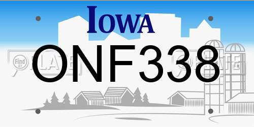 ONF338 Iowa License Plate